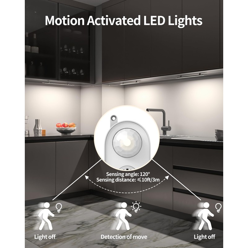 ASOKO Motion Sensor Dimmable Led Under Cabinet Lighting Plug in