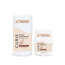 Curie Natural Deodorant for Women - Warm Vanilla Stick Travel Mini - Aluminum Free, Clean, Sustainable, Vegan, Paraben Free (2pk)