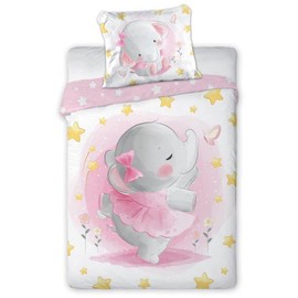 Faro Tekstylia Baby Bed Linen Children's Bed Linen 100 x 135 cm Bedding Set 100% Cotton with Oeko-Tex Seal (Pink Chant)