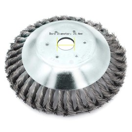 Buwico Wildkraut Grout Brush, Weed Brush, 6/8 Inch Rotary Weed Brush, Steel Wire Weed Cutter Head, Joint Twist Disc Steel Wire Braid Cone Brush, Diameter 150 mm/200 mm, Inner Hole 25.4 mm (8 Inches)