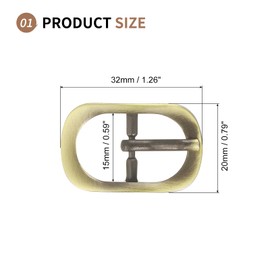 SUIKIHUM 5 Pack Roller Belt Buckle, 0.5 Inch Single Prong Belt Buckle, Oval Roller Pin Buckle Zinc Alloy for Bag Keychain, Bronze