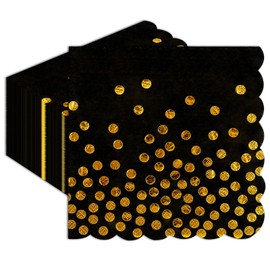 40 Pack Happy Birthday Napkins Black Polka Dot Cocktail Napkins for Adults Kids Birthday Party Supplies Decorations 33 x 33 cm