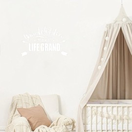 Inspirational Cheer Up Gifts for Friends Grandchildren Make Life Grand Wall Decals White for Bedroom Nursery Decor Kitchen Dining Bathroom Wall Decor Vinyl Easy to Remove Weather Resistant