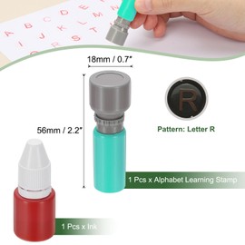 PATIKIL Letter Stamps Self Inking, Character Alphabet R Teacher Initial Ink Stamp Red Ink for Class Notebook Scrapbooking DIY Craft, Green