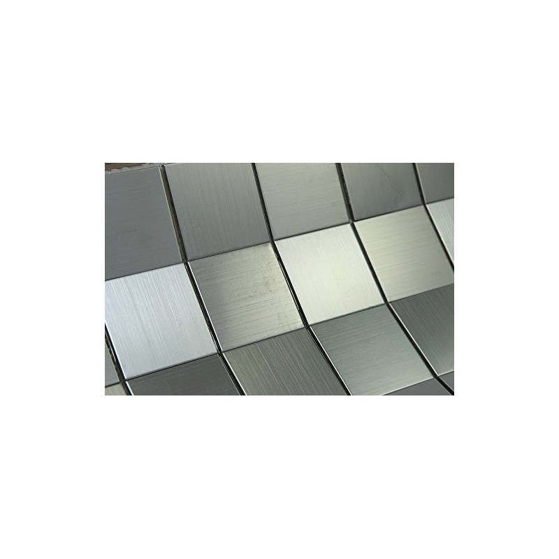 Matte Silver Stainless Steel Metallic Square Glass Mosaic Tiles for
