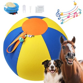 Acesolid 22 Inch Herding Ball for Dogs & Puppies with Bell, Dog Play Toy, Herding Ball for Cattle Dog, Australian Shepherd, Thickened Oxford Cover, Pump, Patch Repair Kit