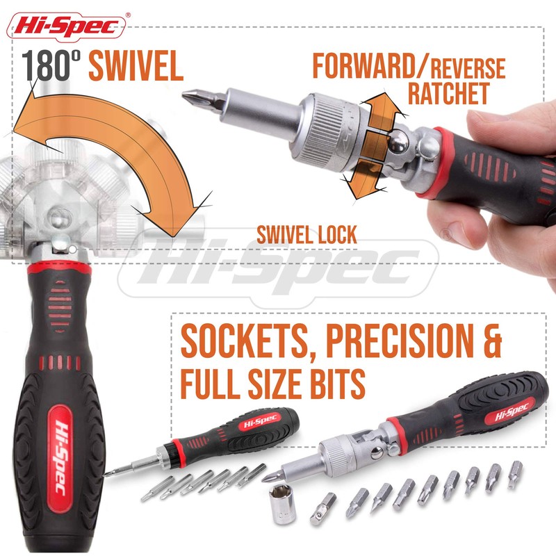 Hi-Spec 61pc 1/4” Hex Driver Bits & Socket Set with