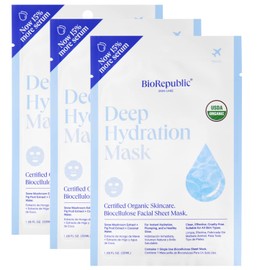 BioRepublic Deep Hydration Organic Facial Sheet Mask | Hydrates, Brightens, & Nourishes Skin | Organic Biocellulose Masks for Deep Cleansing & Moisturization (12)