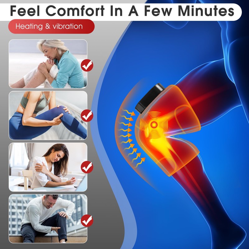 Cordless Heated Knee Massager with Vibration, Heated Knee Brace Wrap