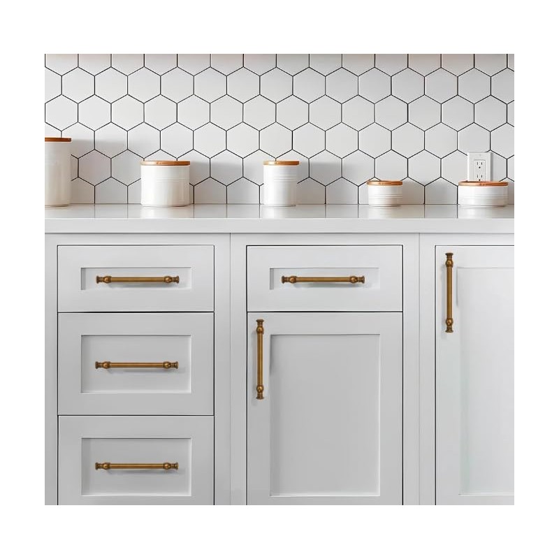 khtumeware 2 Pack 3-1/2inch(89mm) Hole Center Antique Brass Cabinet Pulls