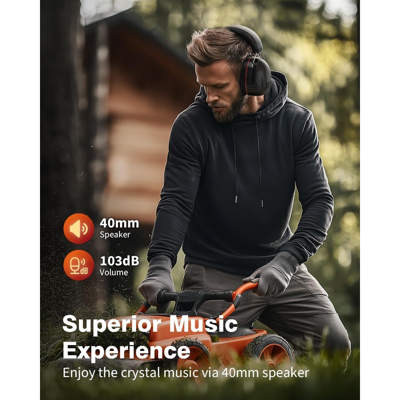 Bluetooth 5.4 Hearing Protection Headphones with 120H Working Time, 30dB