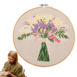 Traziewell Full Range of Cross Stitch Supplies Plants Flowers Pattern with Embroidery Clothes Hoops Threads Needles for Beginners Adults 0223