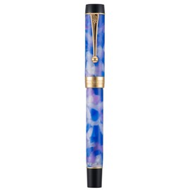 Jinhao 100 Classic Fountain Pen Bentonib, Blue Purple Celluloid Brush Feeling Fine to Bold Pen Case Set