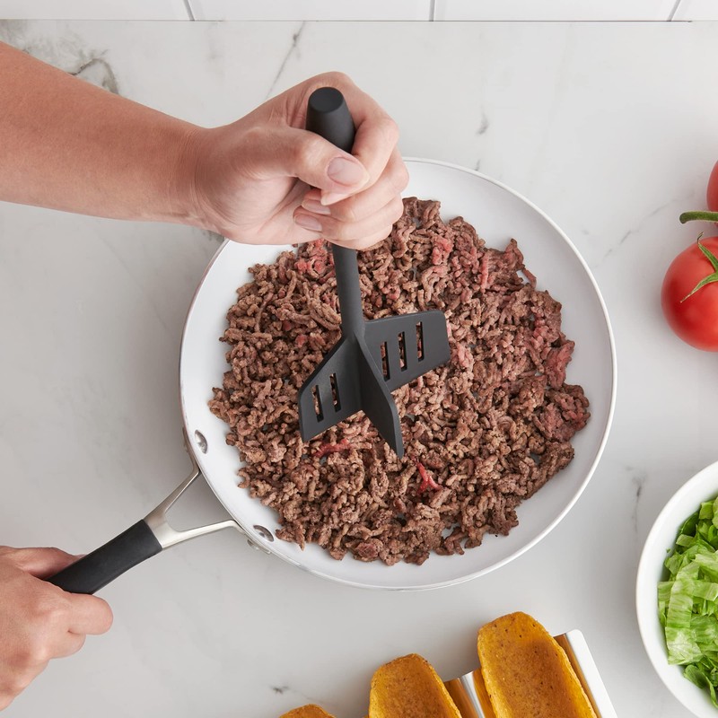 HIC Kitchen Ground Meat Chopper and Turner, High-Heat Nylon