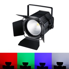 200W COB Stage Lights with Barn Doors, RGBW 4-in-1 LED Par Light with DMX512 Fresnel DJ Spotlight Master-Slave for Events DJ Disco Festival Wedding Party Wedding KTV Christmas