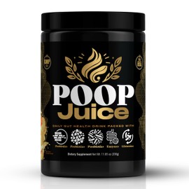 Poop Juice 5-in-1 Prebiotic, Probiotic, Postbiotic, Digestive Enzymes & Glutamine Supplement Powder - Bloat Relief, Gut & Immune Support - Sugar & Lactose-Free - 30 Servings (Georgia Peach Mango)