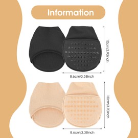 YUXIANLB 4 Pairs Ball of Foot Cushion Socks, Women's Toe Cover with Padding, Toe Topper Socks, No Show Liner Socks, Pads Covers, Forefoot Pads, Half Socks with Non Skid Bottom Sponge Cushions (Black)