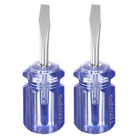 sourcing map 2pcs SL6 Short Tip Slotted Screwdriver Stubby Magnetic Flat Head Screwdrivers CR-V Small Pocket Screwdriver for DIY Repairing, Blue