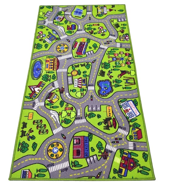 ToyVelt Kids Carpet Playmat Car Rug – City Life Educational Road Traffic Carpet Multi Color Play Mat - Large 60” X 32” Best Kids Rugs for Playroom & Kid Bedroom – for Ages 3-12 Years Old