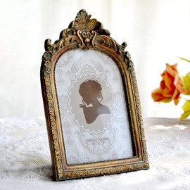 CISOO Vintage 5x7 Picture Frame Antique Photo Frame Table Top Display and Wall Hanging, Retro Home Decor, Ornate Photo Gallery Art (Bronze Gold)
