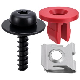 Lantee 10 Set (30 Pcs) Splash Shield Screw & U Nut Clip Kit – T30 Torx Bolt with Red Nylon Retainer & Stainless U Nut – Fits for Ford Escape, Focus, Fusion, Explorer, C-Max, Transit Connect