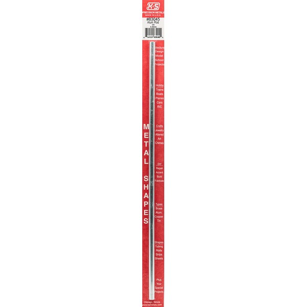 K & S 83045 Round Aluminum Rod, 1/4" OD x 12" Long, 1 Piece, Made in The USA