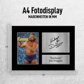 HWC Trading A4 Hacksaw Jim Duggan Gifts Printed Autograph For WWE & WWF Fan Merchandise Fans - A4