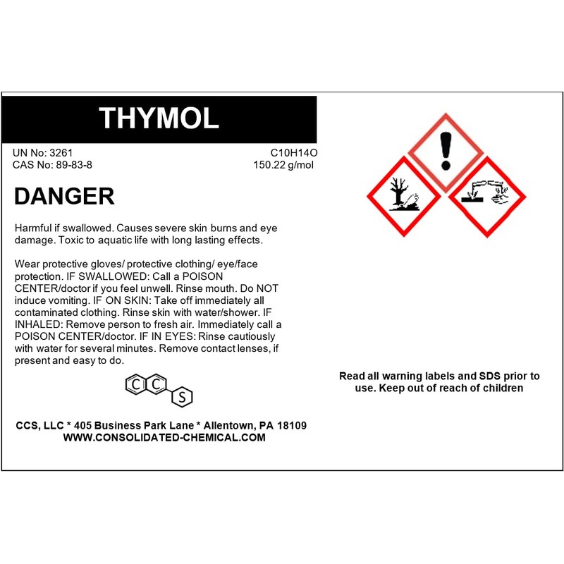 CCS CONSOLIDATED CHEMICAL & SOLVENTS Thymol Crystals High Purity Aroma