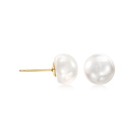 Ross-Simons 8-9mm Cultured Button Pearl Stud Earrings in 14kt Yellow Gold