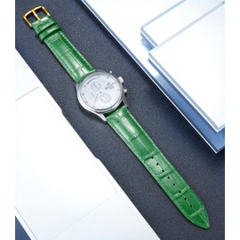 BINLUN Genuine calf leather replacement watch strap leather multicolour gift for Valentine's Day (12 mm, 14 mm, 16 mm, 17 mm, 18 mm, 19 mm, 20 mm, 21 mm, 22 mm, 23 mm, 24 mm)., G-green