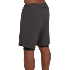 TCA Men's Ultra Running Shorts, 2-in-1 with Inner Compression Shorts and Zip Pocket - Asphalt, size: xl