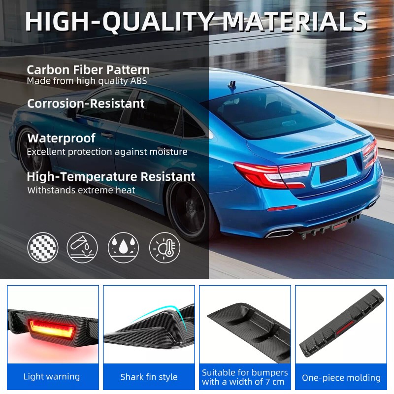 KEEPDSGN Carbon Fiber Rear Bumper Diffuser w/ LED Brake light