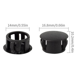 10 Pieces Plastic Cover Caps for Drill Holes, 14 mm Hole Plugs for Furniture Drills, for Pipe Cover of Steel Pipe, Stainless Steel Tube, Aluminium Tube & Aluminium Profile - Round Plugs, Black