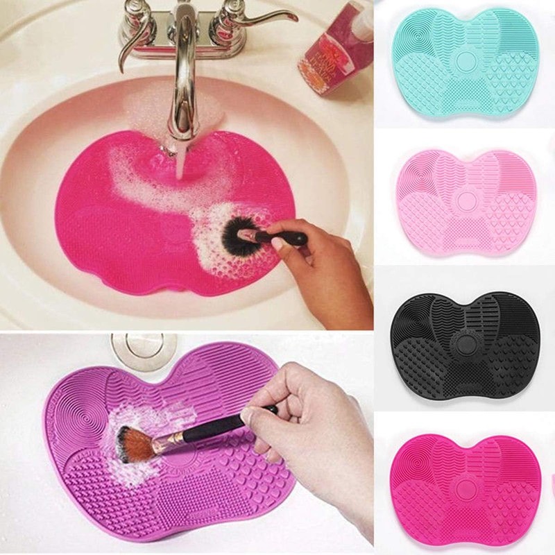 Limpiador de brochas de maquillaje de silicona, almohadilla de limpieza