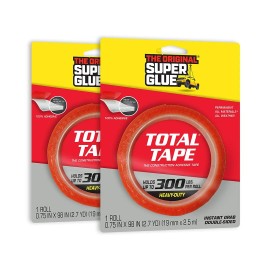 Super Glue Total Tape Double Sided Adhesive Tape 075 Inch x 98 Inch Strong Indoor Outdoor