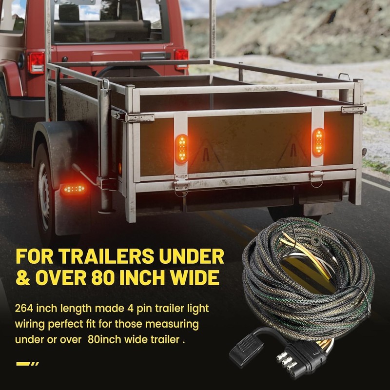 Oyviny 4 Pin 5 Wire Trailer Wiring Harness 22FT for