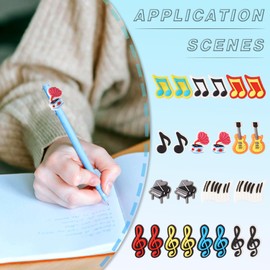 Beadthoven 24pcs Mix Pencil Toppers, Musical Instrument Note Symbol Pencil Charms Bulk, Cute Pencil Clip Toppers, PVC Decorative Pencil Toppers for School Prize Classroom Reward Teacher Student Gifts