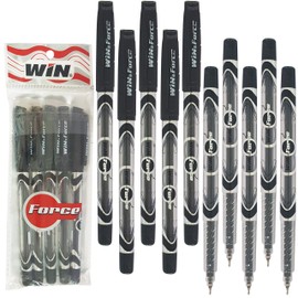 WIN 10 x 0.7mm Tip Ball Pens Force Smooth Biros BLACK Ballpoint Pens Quality Ink