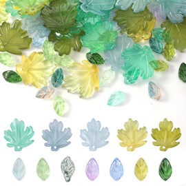 100 Pack Green Leaf Beads for Jewelry Making Leaf Crystal Beads