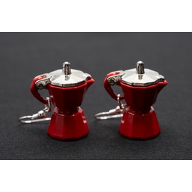 Miniblings Espresso Pot Earrings Coffee Pot Mocha Coffee Wreath Red Handmade Fashion Jewellery I Earrings Earrings Gold-Plated, Metal
