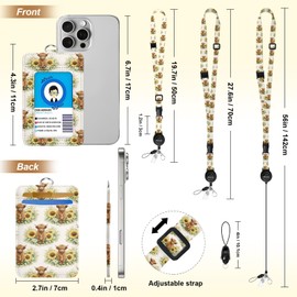 Highland Cow Sunflower ID Badge Holder with Breakaway Lanyard, Adjustable Lanyards for Id Badges Keys,Retractable Badge Reel w/360° Clip,RFID Blocking Card Holders for Women Office Staff Teacher Nurse