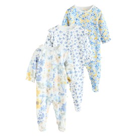 NEXT 3 Pack Baby Floral Pajamas, blue
