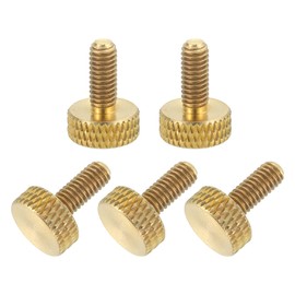 uxcell 5Pcs M4x10mm Brass Knurled Thumb Screws, Flat Grip Bolt Knobs Fasteners Solid Brass Diamond Knurled Thumb Screws Knobs for Electronic, Mechanical