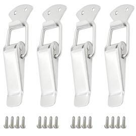 4 Pcs Stainless Steel Tension Clasp with Screws, 56mm Lever Clasp, Spring Toggle Latch Hasp, Catch Clamp Clip, Box Closure, Cap Lock for Toolbox Drawer Chest Case Cabinet