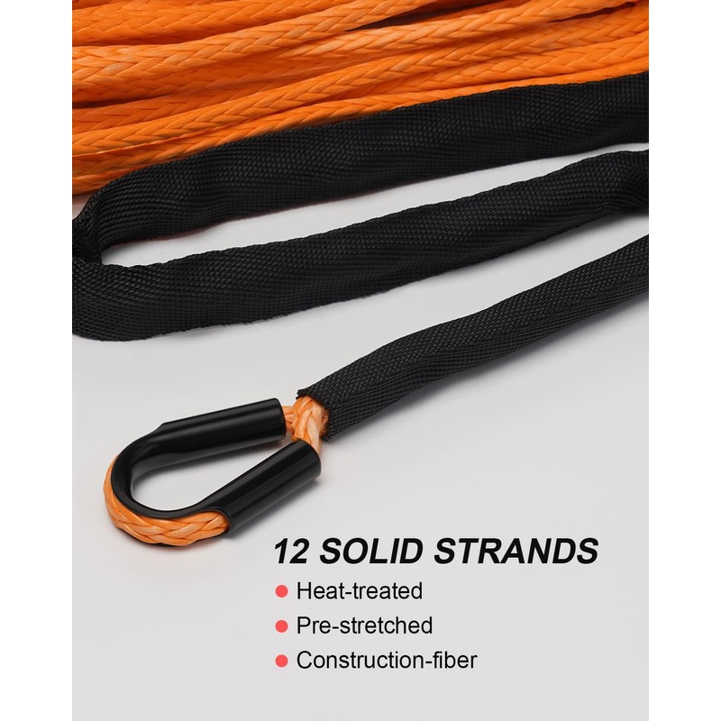 Kolvoii Synthetic Winch Rope Kit, 1/4" x 50ft 9,650lbs Winch