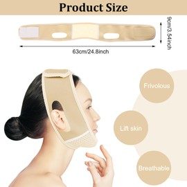 PEOVLVN Chin Strap for Sleeping, Reusable V Line Lifting Mask Double Chin Reducer Chin Strap for Double Chin for Women Face Lift Tape for Tightening Skin Preventing Sagging (Beige)