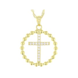 JTV Bella Luce 0.25ctw White Diamond Simulant Eterno Yellow Cross Pendant
