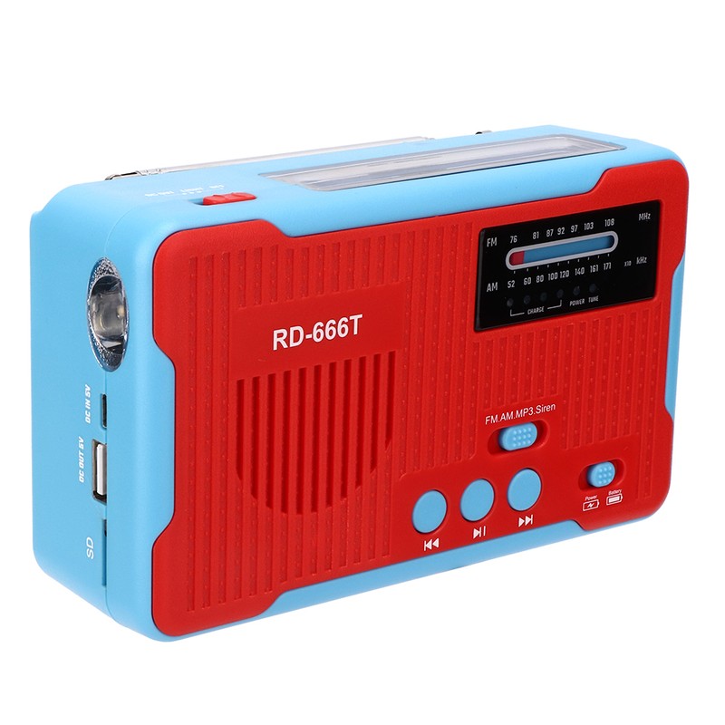 RD-666T Portable Solar Powered Emergency Hand Crank AM FM Radio