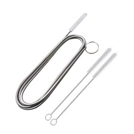 ICEYLI 61 inch Long Drain Brush Hose Flexible Feeding Tube Cleaning Brush Pipe Cleaning Brush and 2 PCS 7.9 inch Straw Cleaning Brush (One Head White Color)