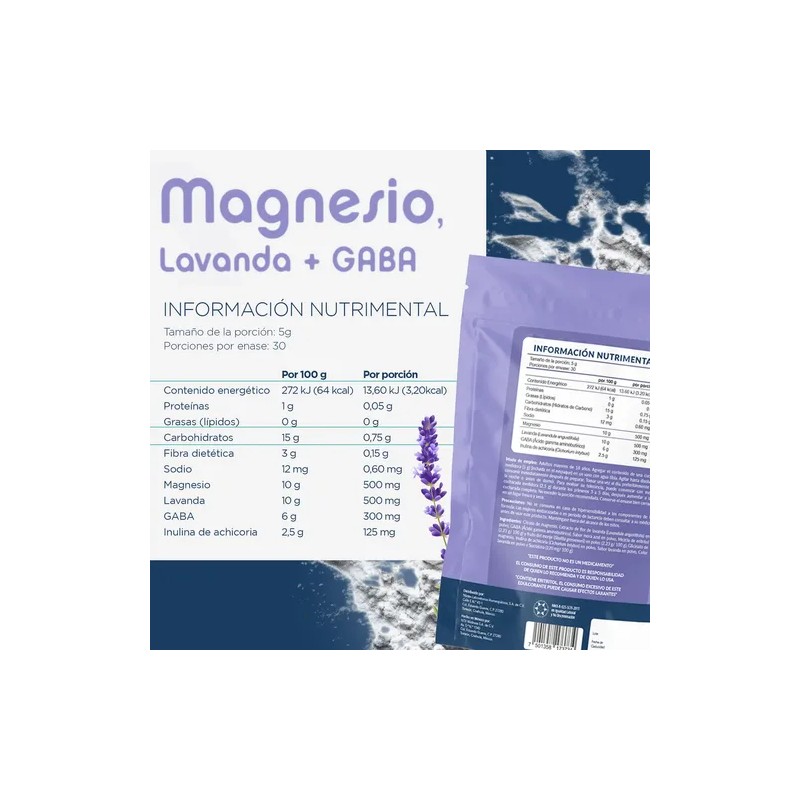 Magnesio Polvo Nartex Wellness Citrato Glicinato Gaba Lavanda 150g Mora